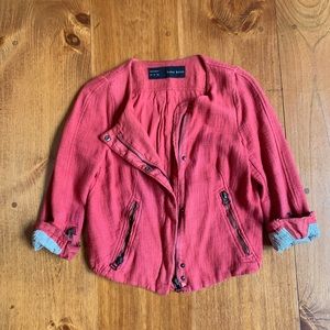 Coral tweed bomber w contrast lining